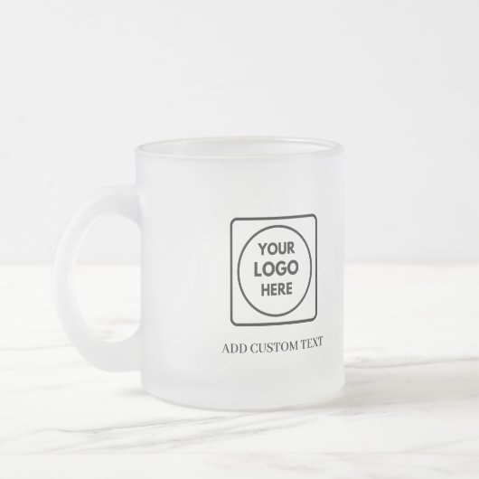 Moderne Logo-Text-Vorlage für Geschäfts Mug mit Fr Mattglastasse (Links)