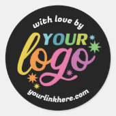 Moderne Logo-URL Schwarz-weiß Regenbogen mit Liebe Runder Aufkleber (Vorderseite)