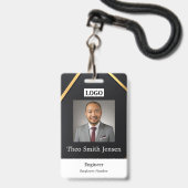 Moderne Logo-Vorlage Mitarbeiter-Foto-ID Ausweis (Vorderseite mit Lanyard)