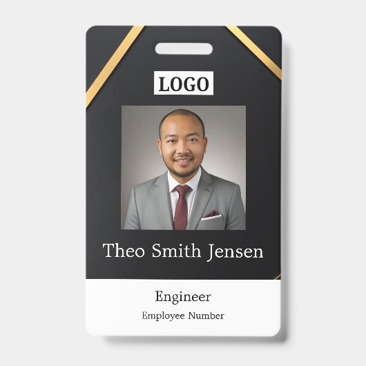 Moderne Logo-Vorlage Mitarbeiter-Foto-ID Ausweis (Vorderseite)
