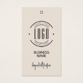 Moderne Logobeige-QR-Code-Kleideranhängetikett (Vorderseite)