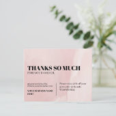 Moderne Logokombination Rosa Danke Business Card (Stehend Vorderseite)