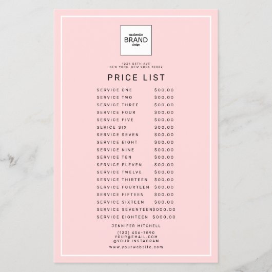 Moderne Logokombination Rosa Schönheitspreisliste Flyer (Vorne)