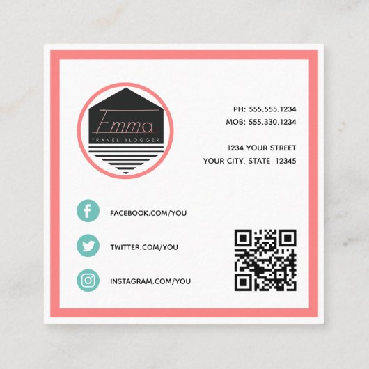 Moderne Logomedien Geometrie IHRE FARBEN Quadratische Visitenkarte (Rückseite)