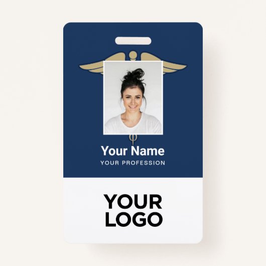 Moderne Logomitarbeiter Doctor Nurse Foto Name ID Ausweis (Vorderseite)
