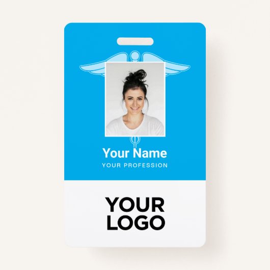 Moderne Logomitarbeiter Doctor Nurse Foto Name ID Ausweis (Vorderseite)