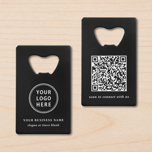 Moderne Logos und QR-Code Werbung schwarz Geldbeutel Flaschenöffner