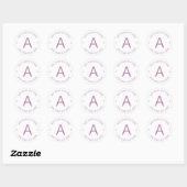 Moderne Logotype-Monogramm | Helllila Runder Aufkleber (Blatt)