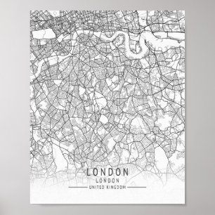 Moderne London, England Straßenkarte Poster