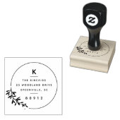 Moderne Lorbeerzweig-Monogramm-Rücksendeadresse Gummistempel (Stempel)