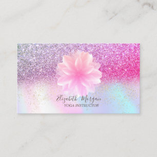 Moderne Lotus Glitter Konfetti Holografisch Visitenkarte
