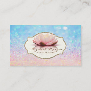 Moderne Lotusblume mit Glitter Bokeh Ombre Rahmen Visitenkarte