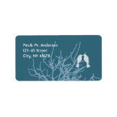 Moderne LoveBirds Bäume anpassbare Hochzeitsmarken Adressaufkleber (Vorne)