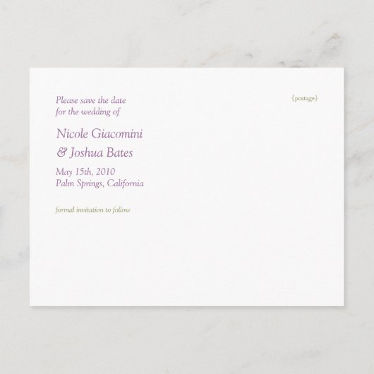 Moderne Lovebirds, Save the Date Postkarten (Rückseite)