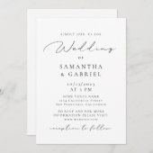 Moderne luftige Hochzeit in Schwarz-Weiß Einladung (Vorne/Hinten)