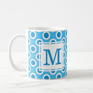 Moderne lustige blaue und weiße große Punkte Monog Kaffeetasse