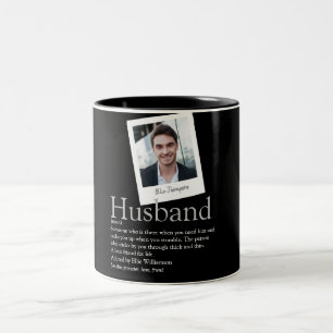 Moderne lustige Definition Ehemann Foto Schwarz Zweifarbige Tasse