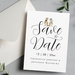 Moderne lustige Dinosaurier-Hochzeit Save The Date