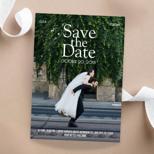 Moderne lustige Fotohochzeit Save The Date