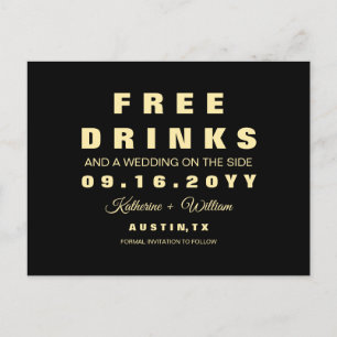 Moderne lustige freie Getränke, die Save the Date Ankündigungspostkarte