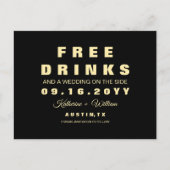 Moderne lustige freie Getränke, die Save the Date Ankündigungspostkarte (Vorderseite)
