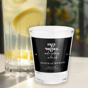 Moderne lustige, freie Getränke Hochzeit sparen da Schnapsglas