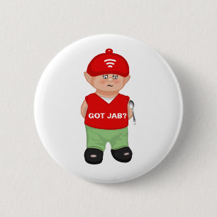Moderne lustige gestochene Karikatur Button