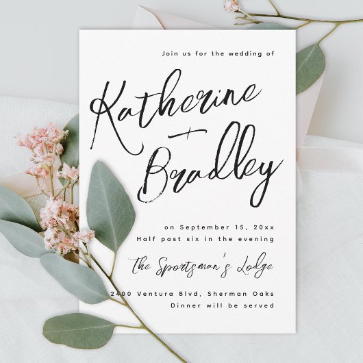 Moderne, lustige Handschrift Paare heiraten Einladung