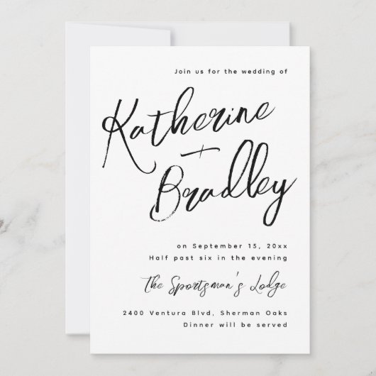 Moderne, lustige Handschrift Paare heiraten Einladung (Vorderseite)