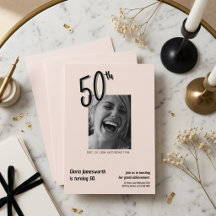 Moderne lustige hellrosa Foto 50. Geburtstag