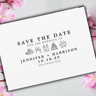 Moderne lustige Hochzeitsikone Save the Date Hochz Einladung