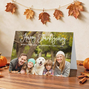 Moderne lustige Kalligrafie Thanksgiving Foto Kart Feiertagskarte