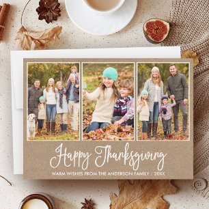 Moderne lustige Kalligrafie Thanksgiving Kraft 3 F Feiertagskarte