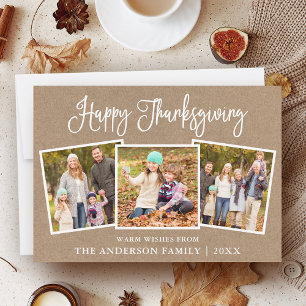 Moderne lustige Kalligrafie Thanksgiving Kraft 3 F Feiertagskarte