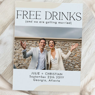 Moderne lustige Kostenlose Getränke Hochzeit Termi Postkarte