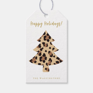Moderne lustige Leoparden-Muster-Weihnachtsbaum  Geschenkanhänger