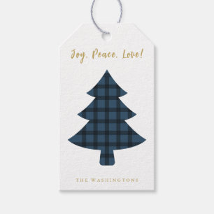 Moderne lustige Navy-Buffalo-Karo-Weihnachtsbaum   Geschenkanhänger