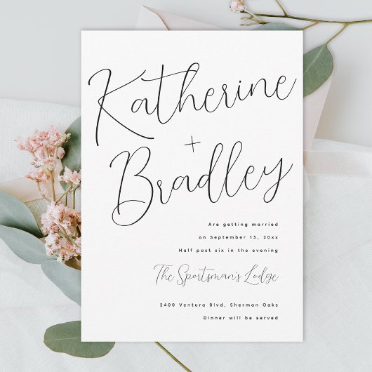 Moderne lustige Paare benennen eigene Farben Hochz Einladung