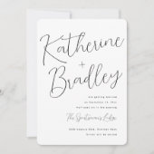 Moderne lustige Paare benennen eigene Farben Hochz Einladung (Vorderseite)