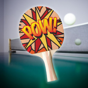 Moderne lustige POW-Comic-Book-Pop-Art Tischtennis Schläger