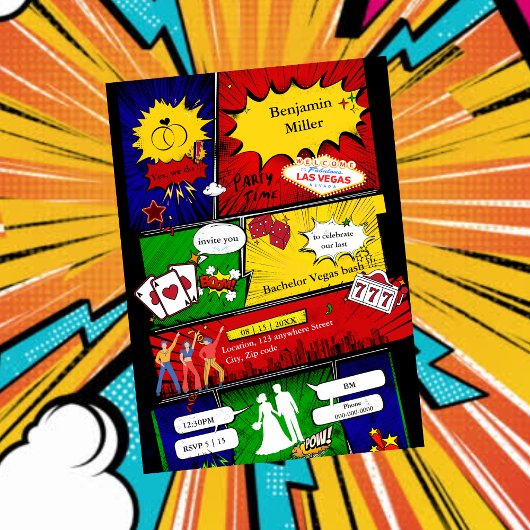 Moderne lustige Retro-Bachelor-Vegas-Comic