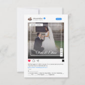 Moderne, lustige Social Media Hochzeit RSVP Karte (Vorderseite)