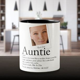 Moderne lustige Tante Tante-Definition Foto Zweifarbige Tasse
