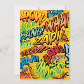 Moderne lustige typografische Comic-Hochzeit Einladung (Rückseite)