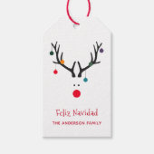 Moderne, lustige Weihnachtsrentiere Feliz Navidad Geschenkanhänger (Vorderseite)