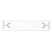 Moderne, lustige Weihnachtsrinder auf Weiß Kurzer Tischläufer (Horizontal)