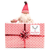 Moderne, lustige Weihnachtsrinder auf Weiß Quadratischer Aufkleber