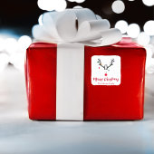 Moderne, lustige Weihnachtsrinder auf Weiß Quadratischer Aufkleber