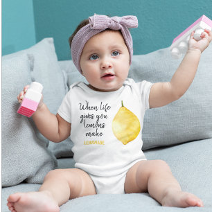Moderne lustige zitronengelbe Zitate Baby Strampler