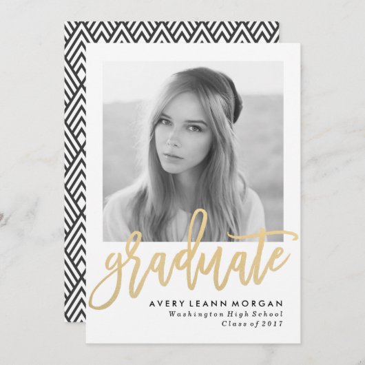 Moderne Luxe Abschluss Ankündigung in Gold (Vorne/Hinten)